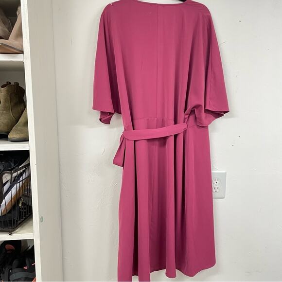 Standards & Practices Dusty Pink Short Sleeve Wrap Style Midi Dress Womens 3X - Picture 7 of 9